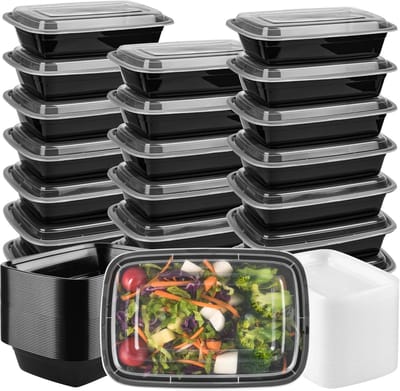 Famanu – 25 stuks maaltijdbereidingscontainers met deksels, BPA-vrij, 1 compartiment, stapelbaar en