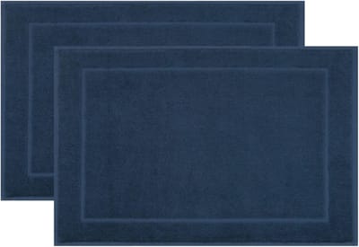 Famanu – Set van 2 badmatten - 100% katoen - ca. 50 x 70 cm - 600 gsm - blauw - zacht - absorberend en antislip - geschikt voor badkamer of toilet - comfortabel voor voeten