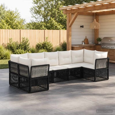 vidaXL - Tuinbank - Set - 7 - st - 7-Aantal - zitplaatsen - Zwart - poly - rattan