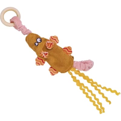 Elastisch kattenmuis pluche speeltje met houten ring Nobby Pet
