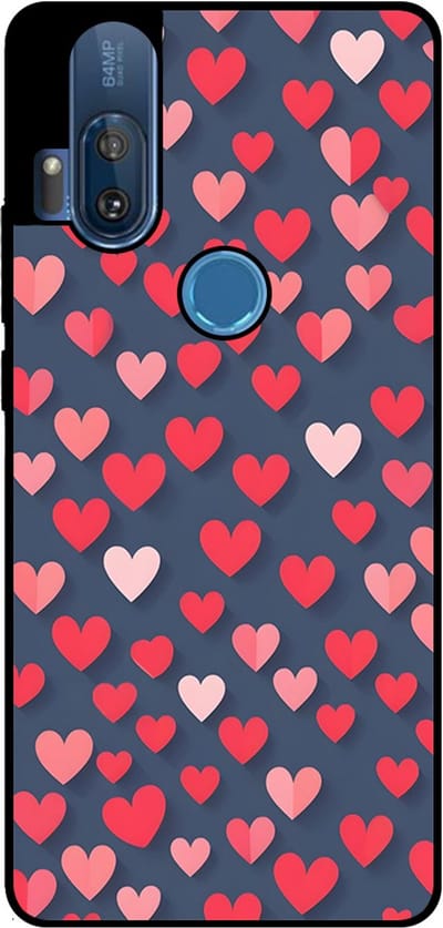 Smartphonica Telefoonhoesje Geschikt voor Motorola One Hyper met Roze en Rode Hartjes Opdruk - TPU Backcover Case With Rosé and Red Heart Design geschikt voor Motorola One Hyper