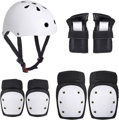 Beschermende Set - Sport Gear - Outdoor Activiteiten - Compleet met Helm - Voor Kinderen Volwassenen - Wit