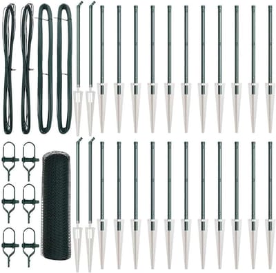 Afrasteringspaal Groen - Tuinpaal Stevig - Tuin Afschermen - Staal en PVC - 50 x 04 m - Groen