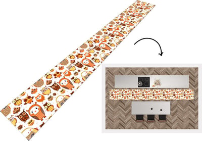 Keukenloper - Keukenmat - Meisjes - Uil - Oranje - Patronen - 400x50 cm - Keuken vloerkleed