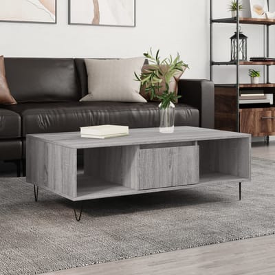 vidaXL - Salontafel - 104x60x35 - cm - bewerkt - hout - grijs - sonoma