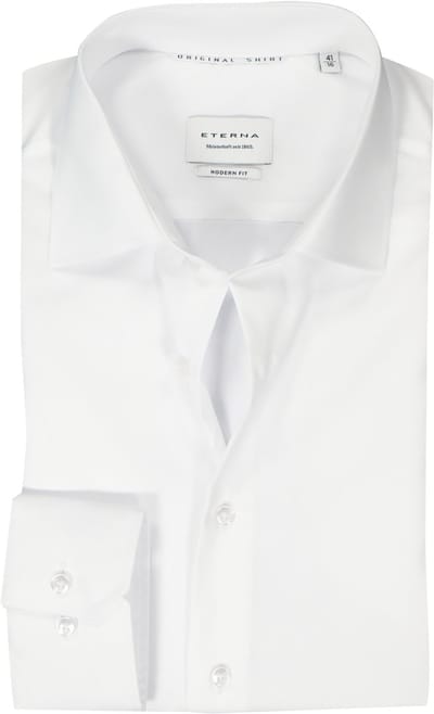 ETERNA modern fit overhemd - popeline - wit - Strijkvrij - Boordmaat: 41 (EU maat: L)