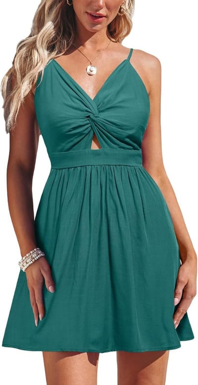 Dames Zomerjurk met V-Hals en Twist Detail - Boho Casual Strandjurk