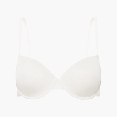 cfab - Katoenen T-shirt, beha met beugel - wit - 75B - BH Zonder Beugel Voorgevormd - Ondergoed - Naadlos
