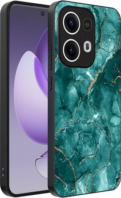 Smartphonica Telefoonhoesje Geschikt voor Oppo Reno 13 Pro met marmer opdruk - TPU backcover case marble design - Goud Groen geschikt voor Oppo Reno 13 Pro