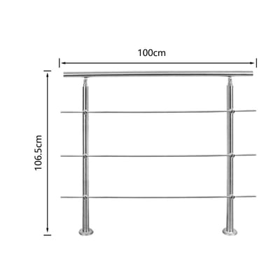 Trapleuning 100 cm met 3 dwarsbalken roestvrijstalen leuning zilverkleurig Eenvoudig te installeren set geschikt voor alle trappen
