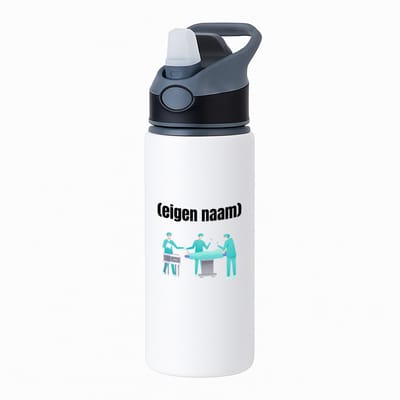 Hacebo® - chirurgen met eigen naam waterfles met rietje zwart - Chirurg - Patiënten/doktoren - collega's - verjaardag - afscheidscadeau - geschenk - kado - water fles - 650ML