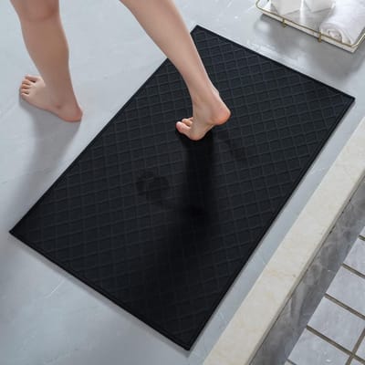 Badkamertapijt - Badmat Antislip - Veilig Douchen - Ultradun Ontwerp - 40 x 60 cm - Zwart