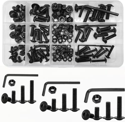 Dailygoods- Moeren en Boutenset 147 Stuks - Roestvrij Staal - Zwart - M4/M5/M6 - Hex Socket - Inclusief Opslagdoos - Schroeven