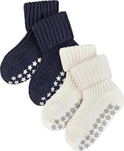 FALKE Cotton Catspads 2-Pack Noppen op de zool katoen multipack huissokken baby veelkleurig - maat 62-68