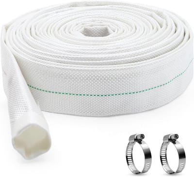 Platte slang - Dompelpomp slang - Water afvoeren - Duurzame constructie - 10 Meter - Wit
