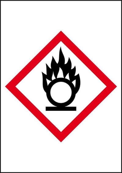 GHS03 oxiderende stoffen sticker, 10 per vel, rechthoek 18 x 26 mm - 10 per vel