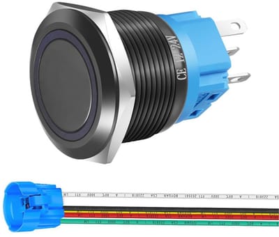 22mm Roestvrijstalen Drukknop met LED AAN UIT Waterdicht