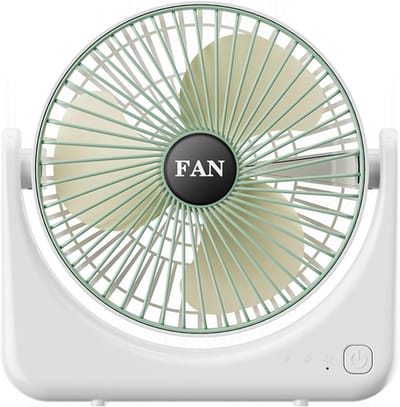 Bureauventilator - Multifunctionele bureauventilator met drie snelheden (ABS-materiaal) - Geschikt voor thuis, kantoor, school en kamperen - Draagbaar en praktisch - Groen/wit