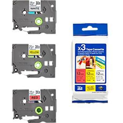 Brother TZe 31M3 - 3-Pack 1x black on red 1x black on white and 1x black on yellow laminated tape (12mm x 8m)