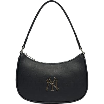 MLB Monogram Serie Vintage Bloemenprint Groot Logo NY Yankees Onderarmtas Unisex Schoudertas Zwart Goud 3ABQS022N-50BKS Black Silver black