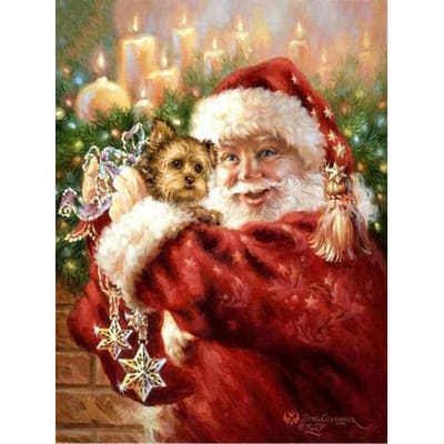 5d bricolage diamant broderie diamant peinture père noël avec chien point de croix 20X30CM beige
