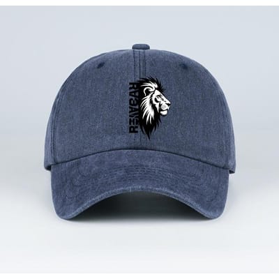 Leeuwenkop “Rawr” Slogan Gedrukt Gewassen Baseballpet Zacht, Comfortabel, Lichtgewicht, Ademend, Verstelbaar Gedurfd Retro, Krachtig gray