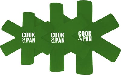 Cook & Pan Pannenbeschermer 3-Pack Groen Ø 32 cm - Polyester Vilt - Pannen Onderzetter set van 3 - Geschikt als Ovenwant - Pannen Beschermers - Wasbaar tot 30°C - Bescherm matten - Tussenleggers - Beschermset Hittebestendig