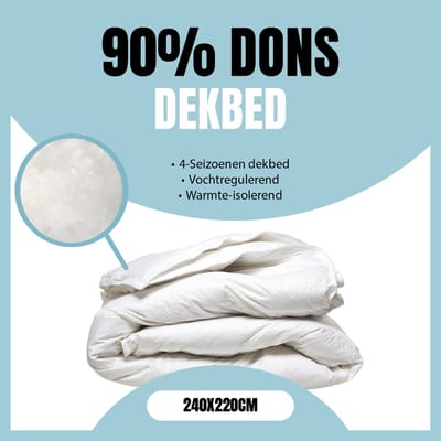 Eleganzzz 4 Seizoenen Donzen Dekbed - 240x220 cm - 90% Eendendons - Zomerdekbed & Winterdekbed - Donsdeken 240x220 - Lits Jumeaux Extra Lang - Dekbedden