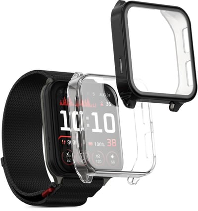 kwmobile 2x smartwatch hoes geschikt voor Garmin Venu X1 hoesje - Siliconen sporthorloge cover - Activity tracker case in transparant / zwart