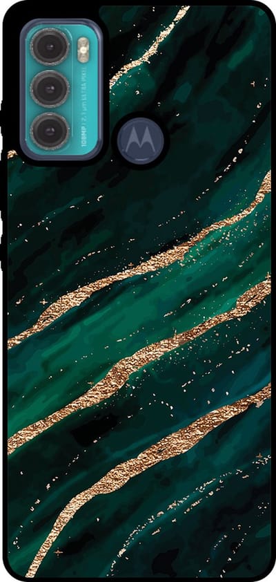 Smartphonica Telefoonhoesje Geschikt voor Motorola Moto G60 met marmer opdruk - TPU backcover case marble design - Groen Goud geschikt voor Motorola Moto G60
