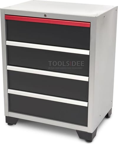 HBM 4-Laden Deluxe Professionele Gereedschapskast Werkplaatskast Zwart 51x71x90 cm, 350 kg draagvermogen