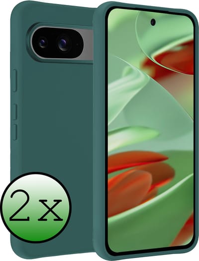 Hoesje 2 Stuks - Geschikt voor Google Pixel 9 - Sterk & Shockproof - Case Siliconen - Back Cover - Telefoon Hoes - Donkergroen
