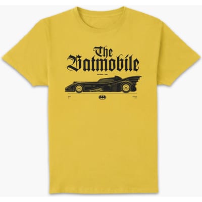 BATMAN Batmobile Profile Lt Unisex T-Shirt - Yellow - S