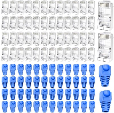 Set van 50 RJ45 netwerkkabels Cat 6 met STP afscherming en kinkbescherming - Blauwe connectoren voor optimale netwerkprestaties