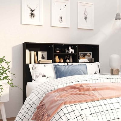 Bedhoofdbord met Planken Zwart 120 x 19 x 103,5 cm