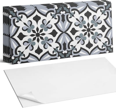 Coloray Plaktegels - Stijlvol plantenpatroon Wandtegel Zelfklevend - 60 cm x 30 cm - Zwart Plaktegels - 6 stuks - Rechthoek PVC Tegels - Plaktegels Keuken - Zelfklevende Vloertegels Badkamer - Vinyl Tegels Zelfklevend - Zelfklevende Wandtegels