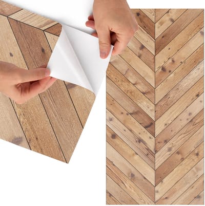 Tulup Meubelfolie - Visgraatparket Meubelfolie - 65x130 cm - Bruin Meubelfolie - Decoratiefolie - Scandinavisch Meubelfolie - Meubel Wrap Folie - Woonkamer decoratie - Texturen