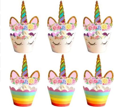 Cupcake decoratie – cupcake vormpjes papier – voor het maken van de leukste eenhoorn cupcakes voor diverse gelegenheden. 2 designs in 1 set cupcake decoratie!