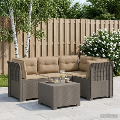 vidaXL - 4-Zitter - Tuin - Sofa - met - Kussens - Rattan - Look - PP - Lichtgrijs
