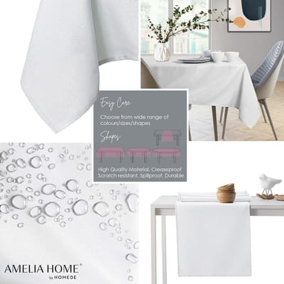 Tafelkleed - Dinerkleed Keukentafel - Eettafel Beschermen - Waterafstotend Lotuseffect - 150x300 cm - Wit