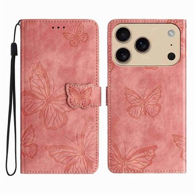 Coverup Hoesje - Geschikt voor iPhone 17 Pro Max Hoesje - Coverup Vlinders Book Case - Pink