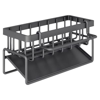 Peysaitr - Gootsteen Organizer - Multifunctioneel opbergrek - met doekhouder - keuken/badkamer opslag - RVS - afvoerrek met opvangbak - grijs - 23x9x11 cm - 1 stuk