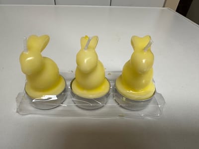 Paas kaarsjes-geel - konijntjes - 3 stuks