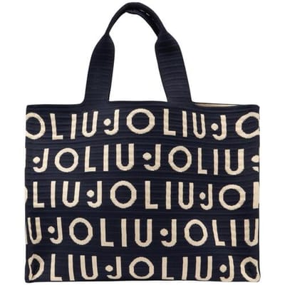 LIU JO shopper schoudertas Tote Knitted Logo Bag Blue Sky donkerblauw