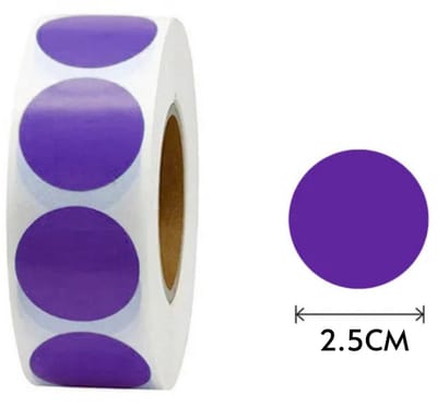 500 etiketten Stickers - Rond Paars 25MM - Stippen Stickers - Cirkel stickers voor Organiseren/Decoratie/Labelen - Op rol