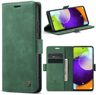 Solidenz Urban Book geschikt voor Samsung Galaxy A52s / A52 hoesje - Telefoonhoesje A52 - A52s Case Met Pasjeshouder - PU Leren Hoes - A52 cover - Groen