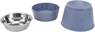Voerbak Verhoogd - Huisdier Kom - Comfortabel Eten - Beschermt Rug - 14cm Diameter - Blauw
