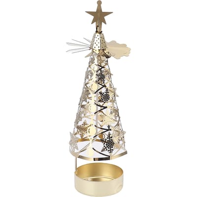 Draaiende Kaarsenhouder Roterende Kandelaar Set voor Romantische Bruiloft Kerstfeest Goud Sneeuwvlok beige