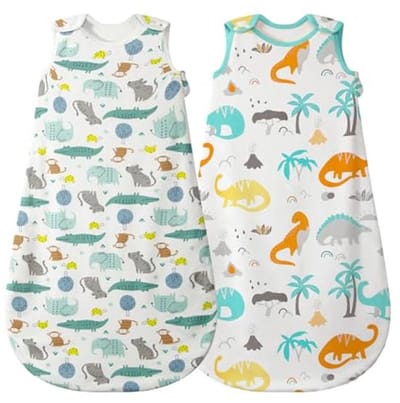 2-Pack Zomer Slaapzak Baby Katoen 0.5 TOG | Mouwloos & Ademend voor Meisjes en Jongens