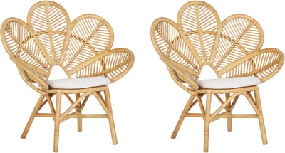 FLORENTINE - Fauteuil - Set van 2 - Natuurlijk - Rotan